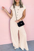 Checkered Print Buttoned Crew Neck Wide Leg Jumpsuit